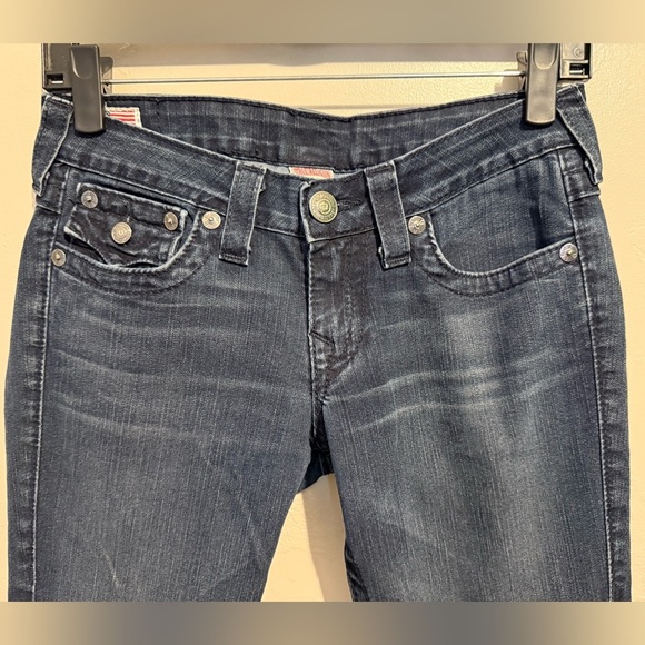 True Religion Dark Blue Flare Jeans Size 27 Y2K Retro Vintage Classic Pockets - Picture 4 of 16